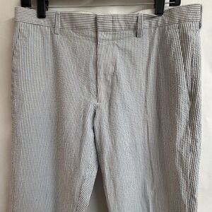 J Crew Thompson Slim Fit Seersucker Stripe Dress Pants Mens 32x31 Blue White‎